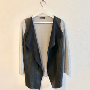 Zara Knit Faux Leather Cardigan